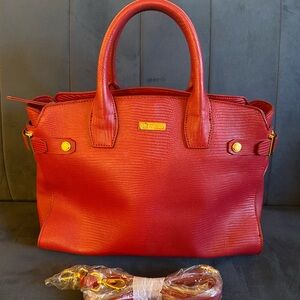 Joy Mangano Red Saffiano Leather Satchel
